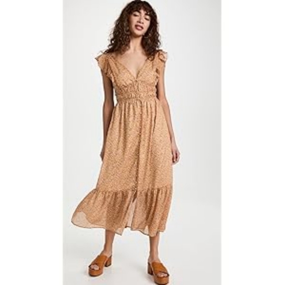 ASTR the Label Midi Dress Womens Size M Montreal Orange Multi Floral - Picture 3 of 16